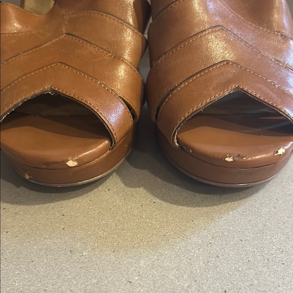 Ciao Bella Sophisticated Tan High Heels with Strappy Design Sz 7 - Picture 14 of 14